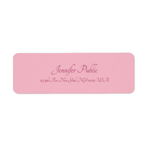 Calligraphy Script Text Elegant Pink Plain Modern Label