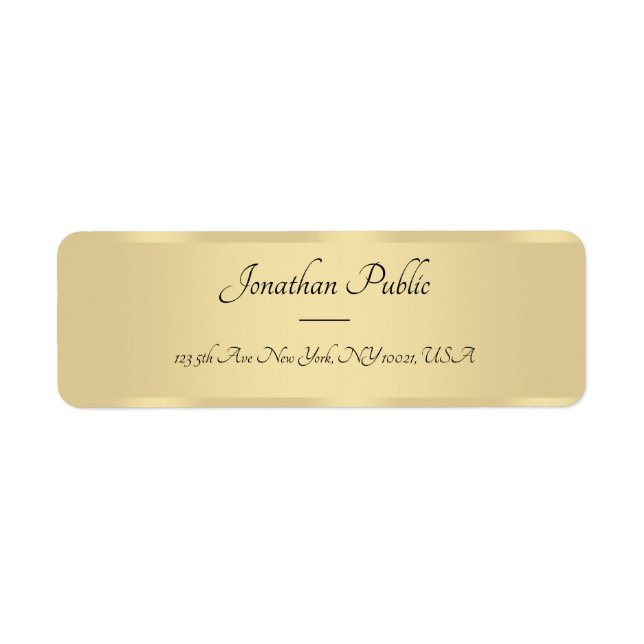 Calligraphy Script Text Faux Gold Template Elegant Label (Front)
