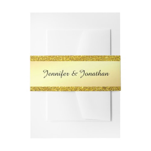 Calligraphy Script Text Gold Glitter Modern Trendy Invitation Belly Band