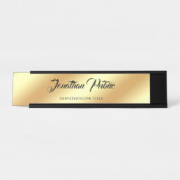 Calligraphy Script Text Modern Elegant Gold Trendy Desk Name Plate