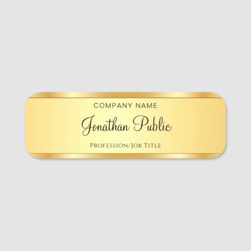 Calligraphy Script Text Modern Template Gold Look Name Tag