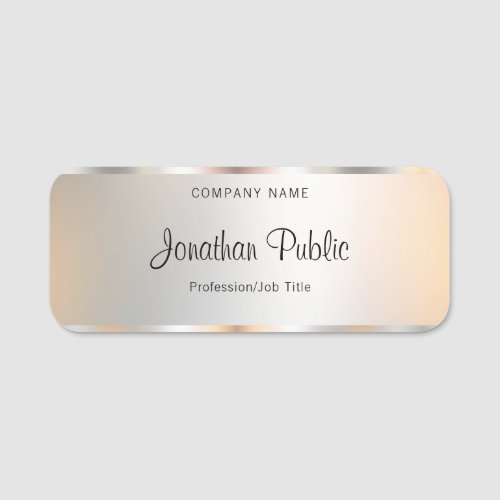 Calligraphy Script Text Silver Template Elegant Name Tag Calligraphy Script Text Silver Template Elegant Name Tag