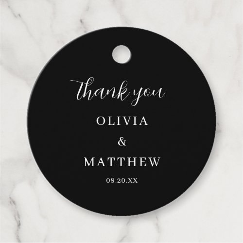 Calligraphy Script Thank You Black Wedding Favor Tags