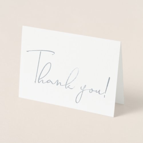 Calligraphy Script Thank You Note Silver Foil Card