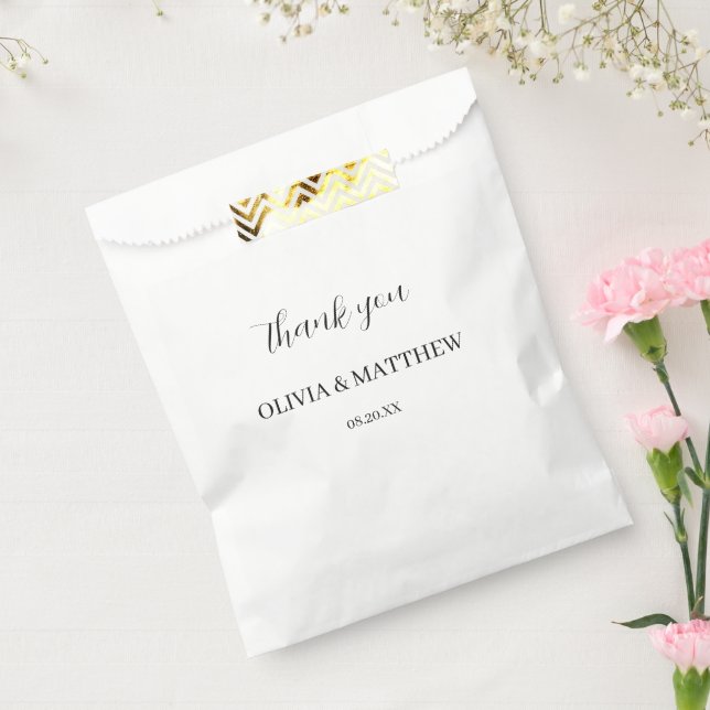 Calligraphy Script Thank You Wedding Favor Bag (Sealed)