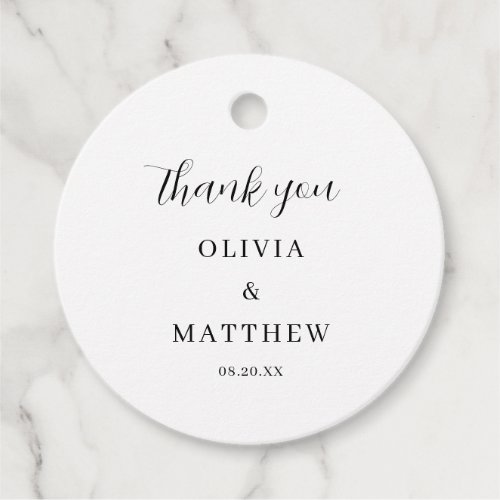 Calligraphy Script Thank You White Wedding Favor Tags