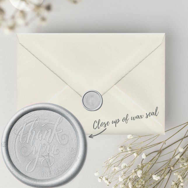 Calligraphy Script Thank You With Custom Text Wax Seal Stamp (Creator Uploaded)