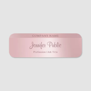 Calligraphy Script Trendy Rose Gold Modern Elegant Name Tag