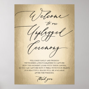 Calligraphy Script Unplugged Ceremony Wedding Sign