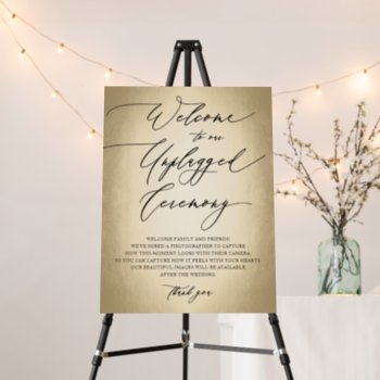 Calligraphy Script Unplugged Ceremony Wedding Sign by fatfatin_blue_knot at Zazzle
