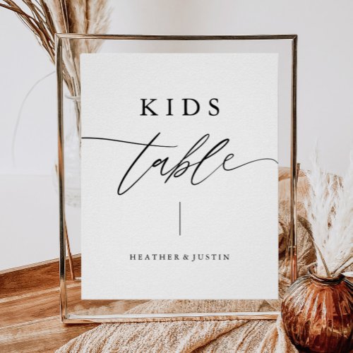 Calligraphy Script Wedding Kids Table Sign