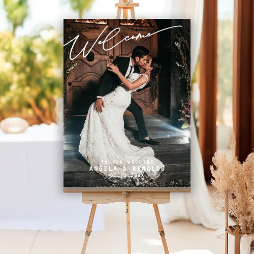 Calligraphy Script Wedding Photo Welcome Sign