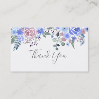 Calligraphy script Wedding THANK YOU Blue Business Card