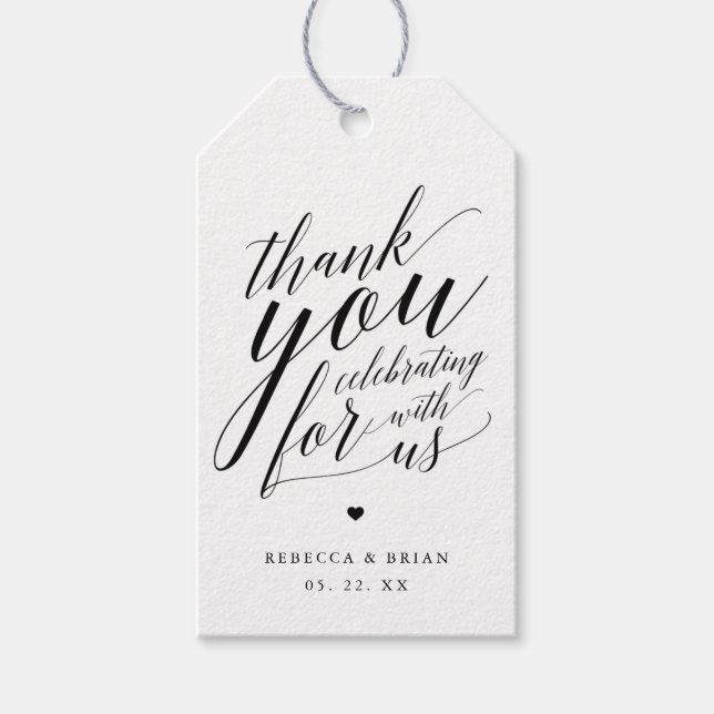 Calligraphy Script Wedding Thank You Gift Tag (Front)