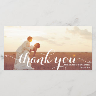 CALLIGRAPHY SCRIPT WEDDING THANK YOU PHOTO CARD