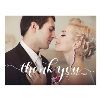 Calligraphy Script Wedding Thank You Photo Postcard