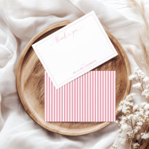 Calligraphy Script Wedding Thank You Pink Stripes