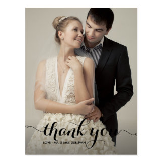 Calligraphy Script Wedding Thank You Postcard