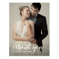 Calligraphy Script Wedding Thank You Postcard