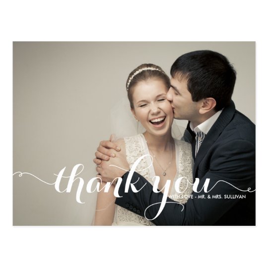 Calligraphy Script Wedding Thank You Postcard