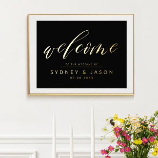 Calligraphy Script Welcome Minimal Modern Wedding Foil Prints