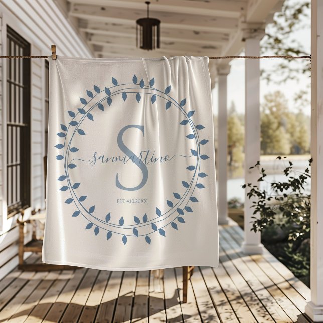 Calligraphy Script Wreath Monogram Sherpa Blanket (Creator Uploaded)
