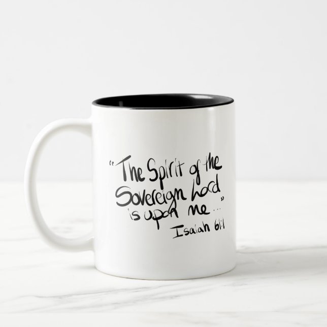 Calligraphy Scripture Quote “Spirit ...” Two-Tone Coffee Mug (Left)