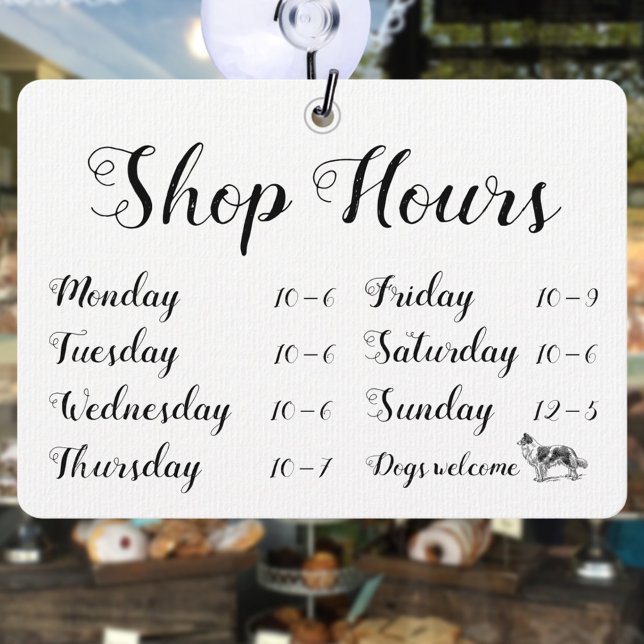 Calligraphy Shop Open Dogs Welcome Window Sign (Creator Uploaded)