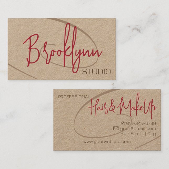 Calligraphy Signature Professional Hair Studio Business Card (Front/Back)