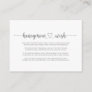 Calligraphy Silver Honeymoon Wish  Enclosure Card