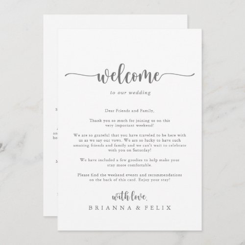 Calligraphy Silver Wedding Welcome Letter