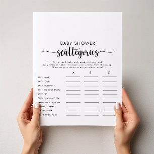 Calligraphy Simple Baby Shower Scattegories Game