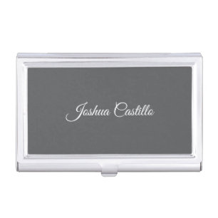 Calligraphy Simple Grey Professional Name Business Card Case