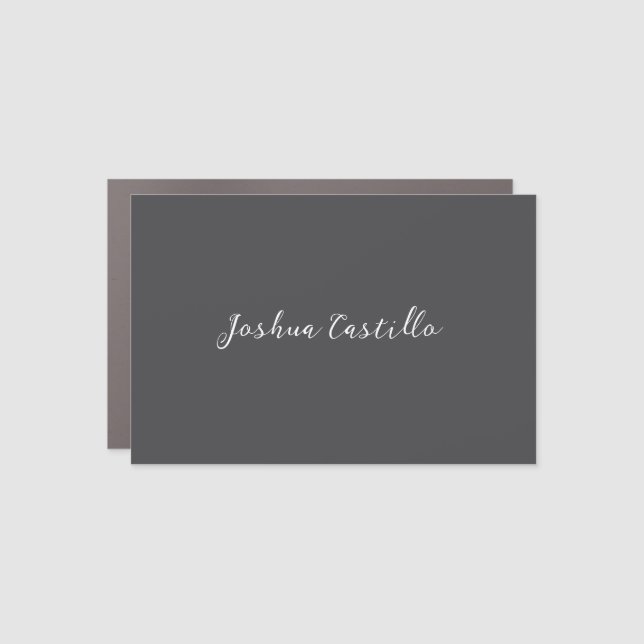 Calligraphy Simple Grey Professional Name Car Magnet (Front)