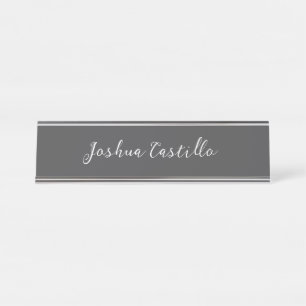 Calligraphy Simple Grey Professional Name Desk Name Plate