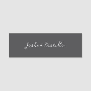 Calligraphy Simple Grey Professional Name Name Tag