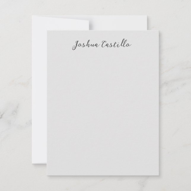 Calligraphy Simple Grey Professional Name Note Card (Front)