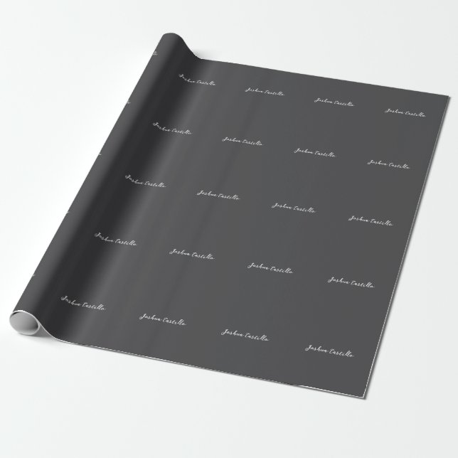 Calligraphy Simple Grey Professional Name Wrapping Paper (Unrolled)