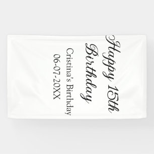 calligraphy simple minimal happy 15th birthday banner