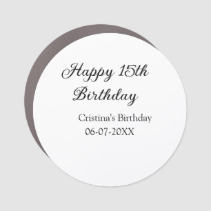 calligraphy simple minimal happy 15th birthday car magnet