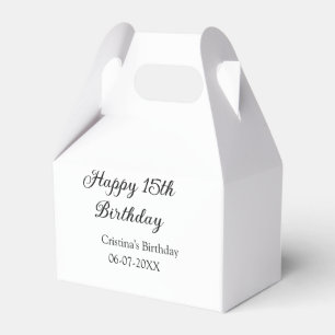 calligraphy simple minimal happy 15th birthday favor boxes