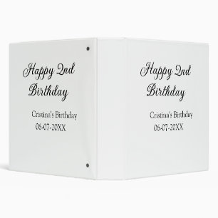calligraphy simple minimal happy 2nd birthday 3 ring binder