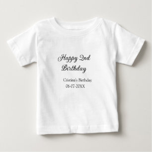 calligraphy simple minimal happy 2nd birthday baby T-Shirt