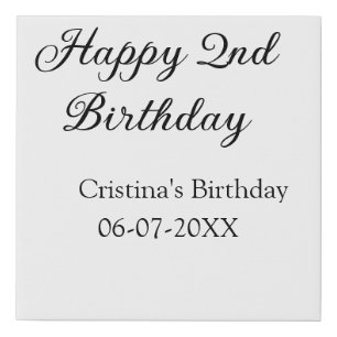 calligraphy simple minimal happy 2nd birthday faux canvas print