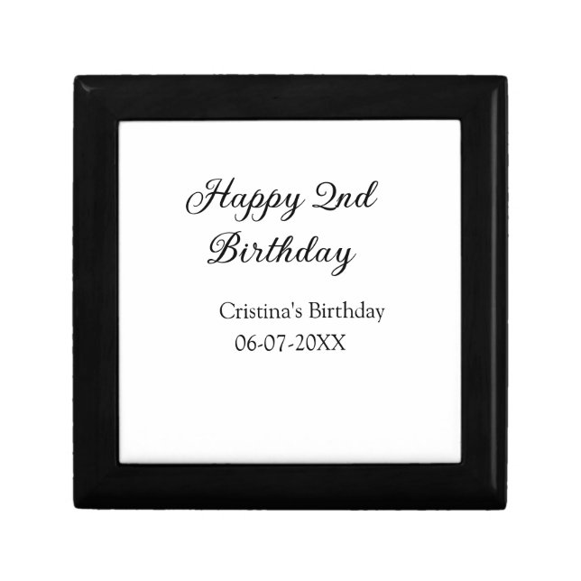 calligraphy simple minimal happy 2nd birthday gift box (Front)