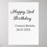 calligraphy simple minimal happy 2nd birthday holder<br><div class="desc">design</div>