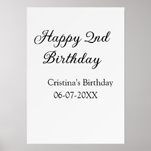 calligraphy simple minimal happy 2nd birthday holder