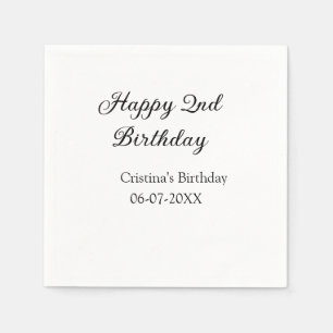 calligraphy simple minimal happy 2nd birthday napkins