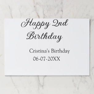 calligraphy simple minimal happy 2nd birthday paper pad