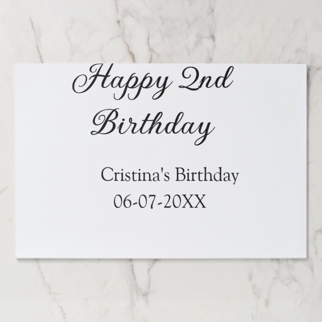 calligraphy simple minimal happy 2nd birthday paper pad (Front)